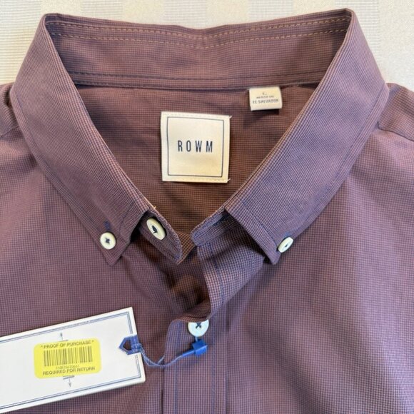 ROWM Men's Long Sleeve Shirt Cotton Small Plaid Purple/Blue - Sz L NWT - Picture 10 of 14